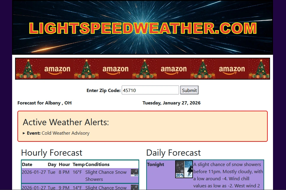 Lightspeed Weather website screenshot